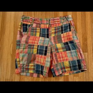 Madras shorts women size 8 summer casual